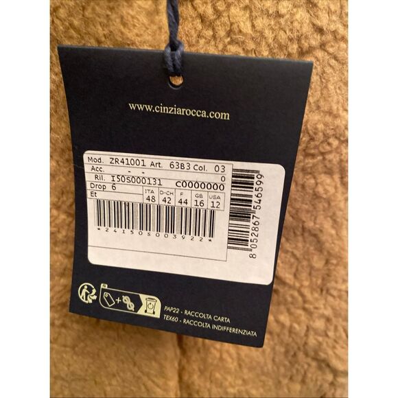 ICONS Cinzia Rocca Fitted Mid Length Coat Women's 12 Lt Camel Wool Blend L/S - Picture 9 of 12